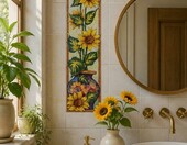 Rainbow Decors Słoneczniki – mural z 5 kafli ceramicznych 15 x 75 cm – zdjęcie 2