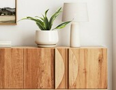 LE TAUCI donica ceramiczna 25 cm z otworem odpływowym i spodkiem – beżowe szkliwo reaktywne – zdjęcie 2