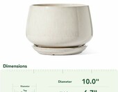 LE TAUCI donica ceramiczna 25 cm z otworem odpływowym i spodkiem – beżowe szkliwo reaktywne – zdjęcie 4
