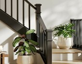 LE TAUCI donica ceramiczna 25 cm z otworem odpływowym i spodkiem – beżowe szkliwo reaktywne – zdjęcie 5