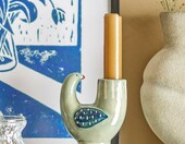 Bloomingville Trudy – ceramiczny świecznik w kształcie ptaka, niebiesko-zielony – zdjęcie 4