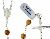 Holyart różaniec z drewna oliwnego i srebra 925 – medalik Matka Boska Cudowna – zdjęcie 1