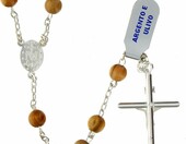 Holyart różaniec z drewna oliwnego i srebra 925 – medalik Matka Boska Cudowna – zdjęcie 2