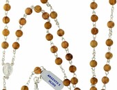 Holyart różaniec z drewna oliwnego i srebra 925 – medalik Matka Boska Cudowna – zdjęcie 4