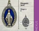Lunexus Cudowny Medalik – wisiorek maryjny z niebieską emalią, stal, 60 cm – zdjęcie 2