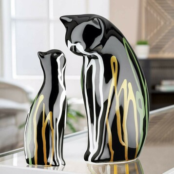 Komplet 2 ceramicznych figurek kota GILDE (stan nowy)