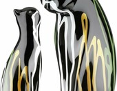 GILDE – zestaw 2 ceramicznych figurek kota, czarne, glazurowane – zdjęcie 2