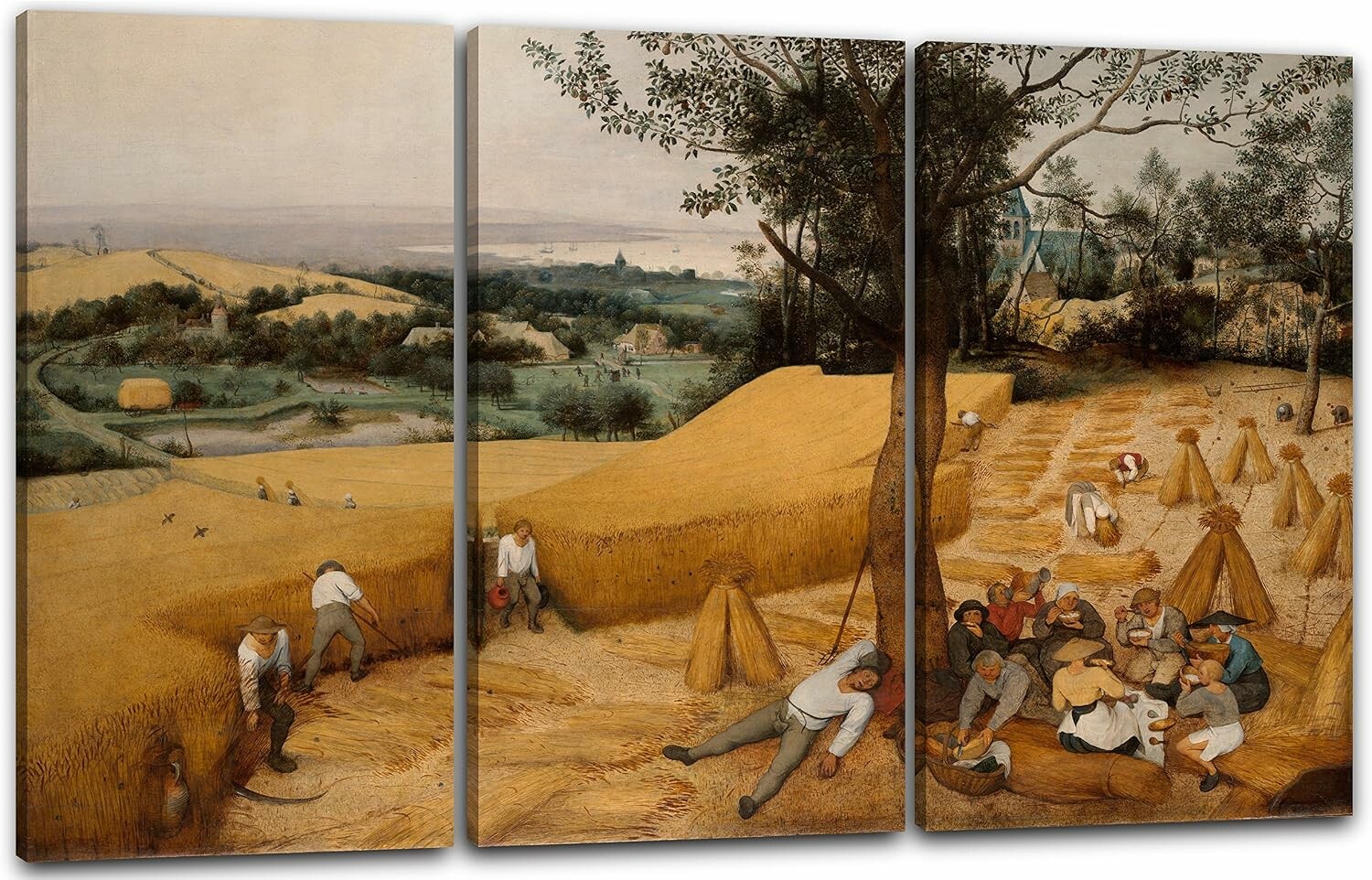 Printed Paintings obraz na płótnie – Bruegel Żniwiarze, 3 części 120x80 cm