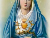OVUNQUE PROTEGGIMI obraz religijny na płótnie – Matka Boża Bolesna, 20x20 cm – zdjęcie 1