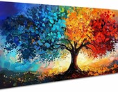 HALFLEMART obraz na płótnie Drzewo życia w ramie, 120 x 50 cm, abstrakcja – zdjęcie 1