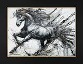 YS Art obraz akrylowy – czarno-biały koń, ręcznie malowany, 140 x 100 cm – zdjęcie 2