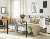 Beliani Antlia – metalowe łóżko retro 160 x 200 cm ze stelażem, czarne – zdjęcie 2