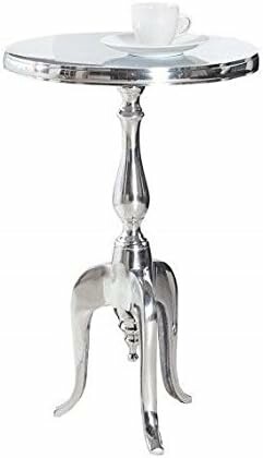 LnxP stolik pomocniczy barokowy w stylu antycznym – aluminium, srebrny, 55 cm