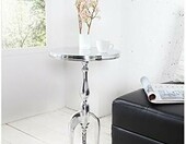 LnxP stolik pomocniczy barokowy w stylu antycznym – aluminium, srebrny, 55 cm – zdjęcie 2
