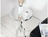 LnxP stolik pomocniczy barokowy w stylu antycznym – aluminium, srebrny, 55 cm – zdjęcie 3