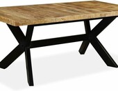 vidaXL stół jadalniany 180 x 90 cm – lite drewno mango, stalowe nogi, styl retro – zdjęcie 1