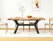 vidaXL stół jadalniany 180 x 90 cm – lite drewno mango, stalowe nogi, styl retro – zdjęcie 2
