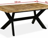 vidaXL stół jadalniany 180 x 90 cm – lite drewno mango, stalowe nogi, styl retro – zdjęcie 3