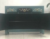 Opium Outlet komplet mebli sypialnianych – komoda i 2 szafki nocne, shabby chic, niebieski – zdjęcie 3