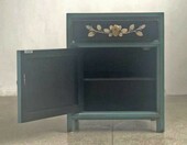 Opium Outlet komplet mebli sypialnianych – komoda i 2 szafki nocne, shabby chic, niebieski – zdjęcie 5
