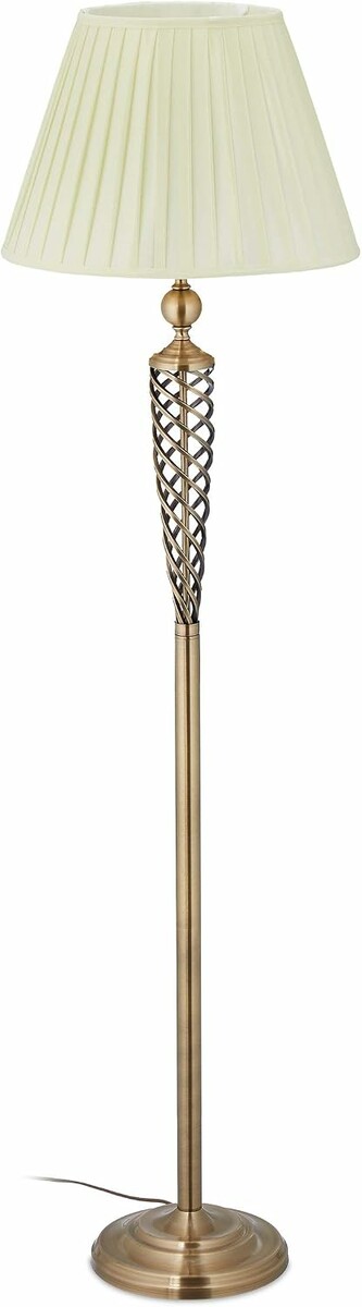 Relaxdays lampa podłogowa w stylu antycznym – klosz z tkaniny, mosiężna podstawa, 157 cm