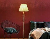 Relaxdays lampa podłogowa w stylu antycznym – klosz z tkaniny, mosiężna podstawa, 157 cm – zdjęcie 5