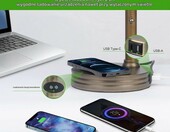 JCPYIUL lampa bankierska – zielony szklany klosz, ładowarka bezprzewodowa i USB – zdjęcie 3