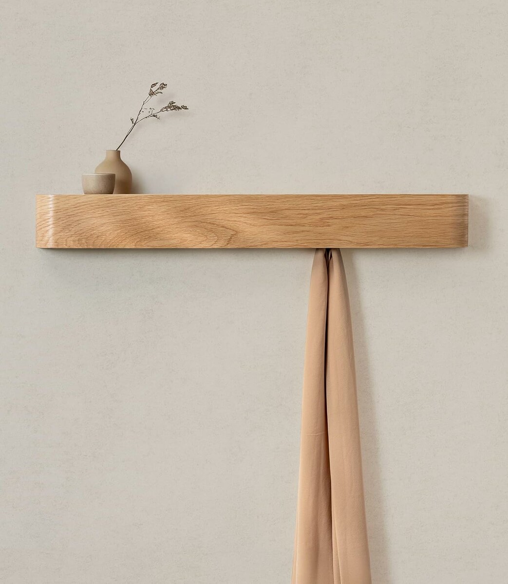 KAZAI. Toke – wieszak ścienny z 8 haczykami, fornirowany panel dębowy 82 cm
