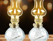 BORDEAG lampa naftowa szklano-metalowa – zestaw 2 sztuk, regulowany knot – zdjęcie 1