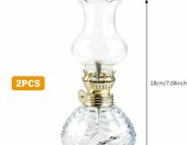 BORDEAG lampa naftowa szklano-metalowa – zestaw 2 sztuk, regulowany knot – zdjęcie 2
