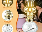 BORDEAG lampa naftowa szklano-metalowa – zestaw 2 sztuk, regulowany knot – zdjęcie 3