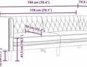 vidaXL sofa Chesterfield 3-osobowa – czarna, sztuczna skóra, pikowane oparcie – zdjęcie 3