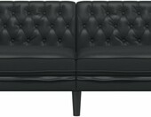 vidaXL sofa Chesterfield 3-osobowa – czarna, sztuczna skóra, pikowane oparcie – zdjęcie 5