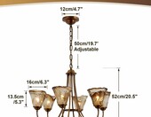 KCO L1197-6 – żyrandol w stylu antycznym, 6 punktów, stare złoto i szkło bursztynowe – zdjęcie 2