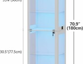 Lvifur witryna szklana z LED 180 cm – serwantka 5-półkowa z zamkiem, biała – zdjęcie 2