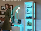 Lvifur witryna szklana z LED 180 cm – serwantka 5-półkowa z zamkiem, biała – zdjęcie 4