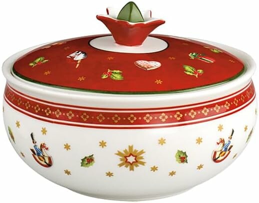 Villeroy & Boch Toy's Delight – porcelanowa cukiernica z pokrywką, biało-czerwona