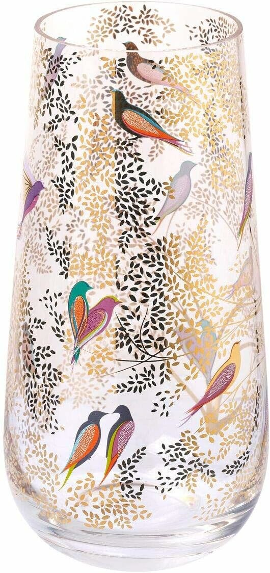 Portmeirion Sara Miller London Chelsea – porcelanowy wazon średni, ptaki i złote liście
