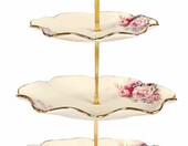 fanquare – 3-poziomowa porcelanowa patera na ciasta w kształcie lotosu, złota – zdjęcie 1
