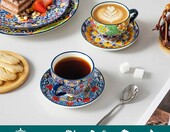 vancasso SIMI – zestaw 6 porcelanowych filiżanek ze spodkami 240 ml, kwiatowy wzór – zdjęcie 2