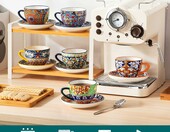 vancasso SIMI – zestaw 6 porcelanowych filiżanek ze spodkami 240 ml, kwiatowy wzór – zdjęcie 4