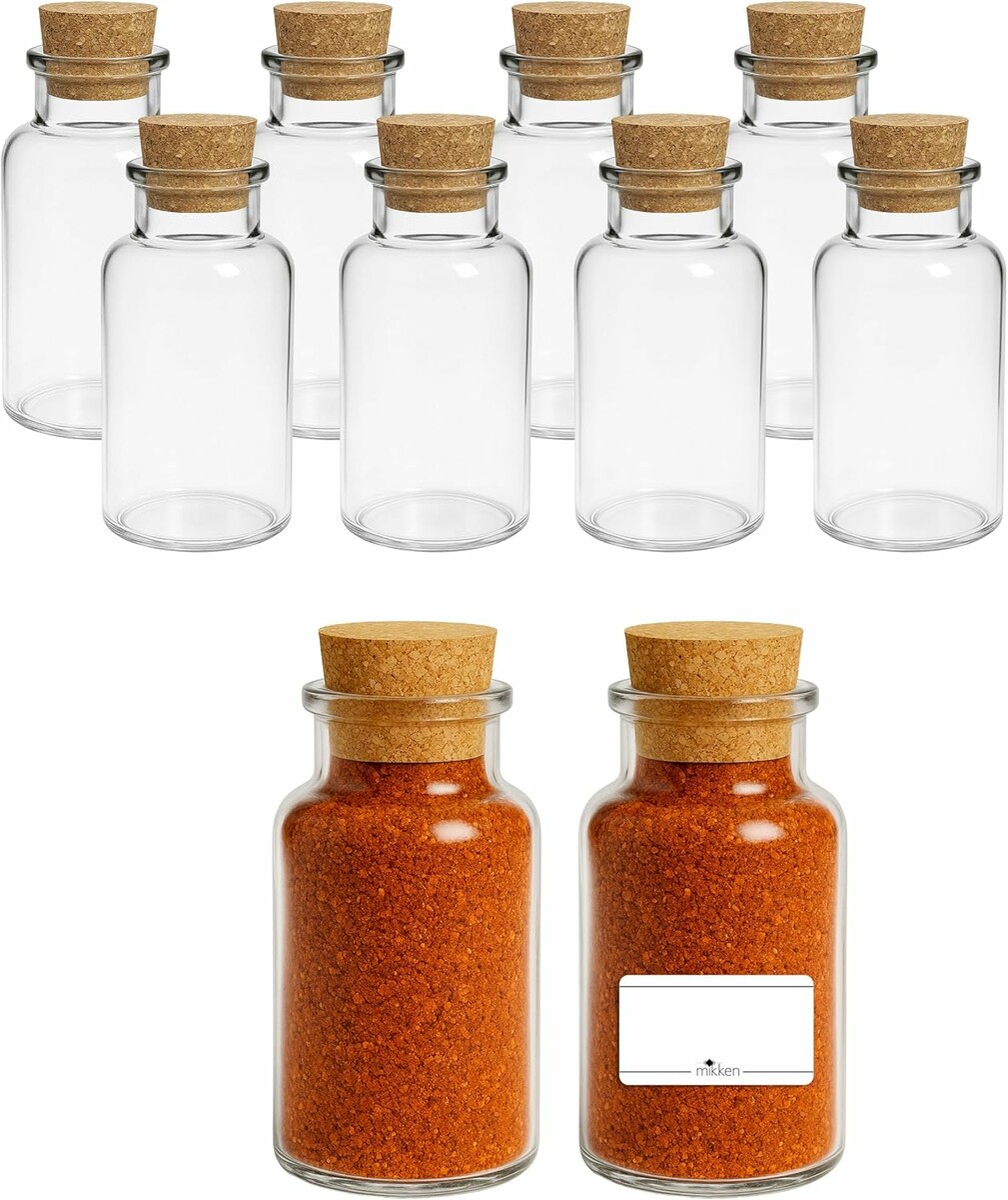 mikken słoiki apteczne 300 ml z korkiem i etykietami, 10 sztuk