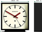 Newgate Amp – cichy zegar kominkowy w stylu stacji kolejowej, czarny z czerwonym – zdjęcie 3