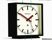 Newgate Amp – cichy zegar kominkowy w stylu stacji kolejowej, czarny z czerwonym – zdjęcie 5