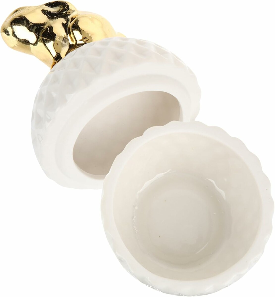 SHERCHPRY porcelanowa szkatułka na biżuterię z metalową oprawą, biało-złota