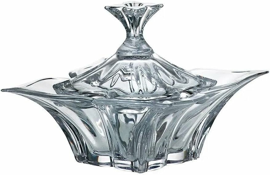 Crystalyte Bohemia kryształowa bomboniera Florale 20,5 cm z pokrywką