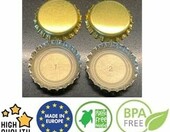 AE-GLAS – 25 złotych kapsli do butelek 26 mm, nietłoczonych – zdjęcie 3
