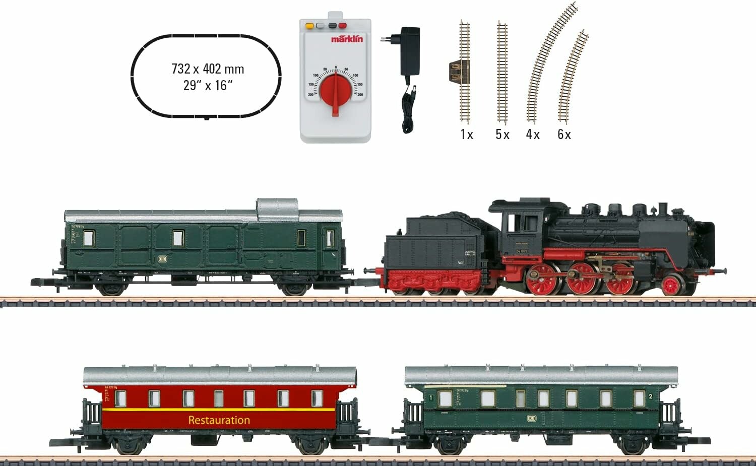 Märklin 81874 – zestaw startowy kolejki w skali Z z lokomotywą parową BR 24