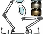 Jubor lampa z lupą LED 10X i 15X na zacisk i podstawę – lupa warsztatowa dla modelarzy – zdjęcie 1