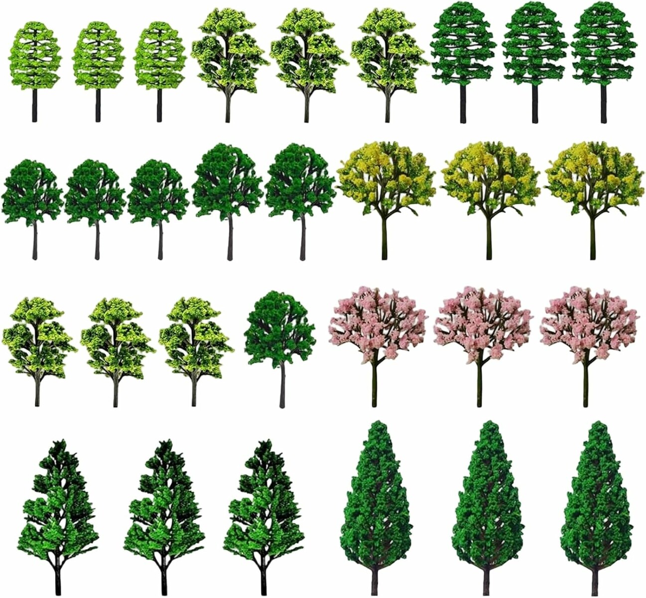 Fonyiunce zestaw 30 drzewek modelarskich 3,5–7 cm – elementy makiet i dioram